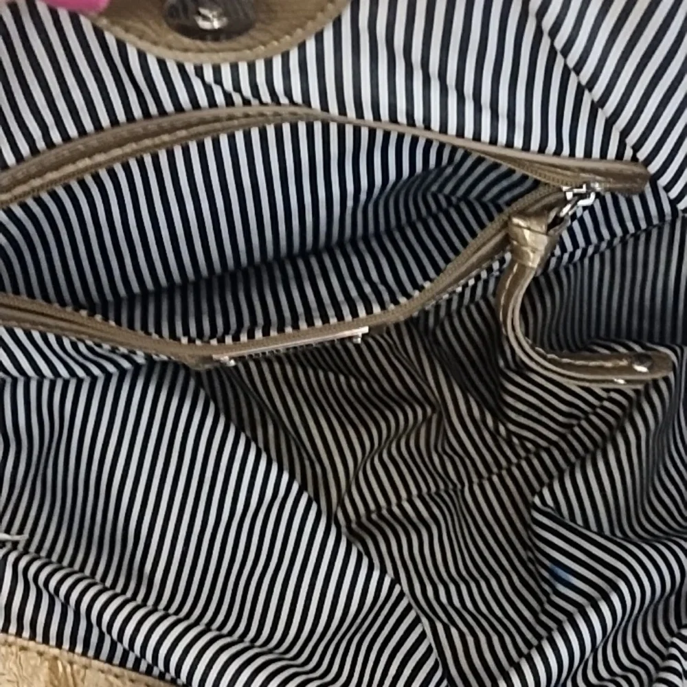 Gold Quilted Shoulder Bag with Chain Handles